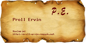 Proll Ervin névjegykártya